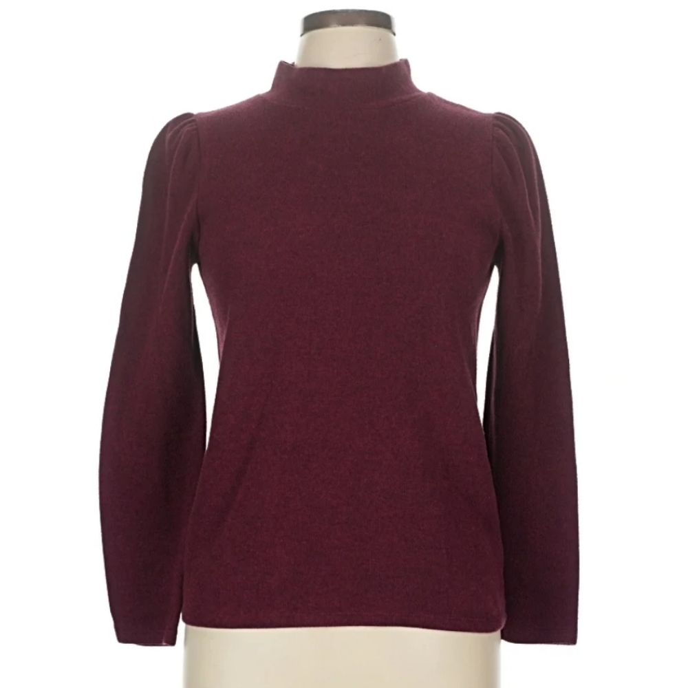 Madewell Mock Neck Puff Shoulder Sweater